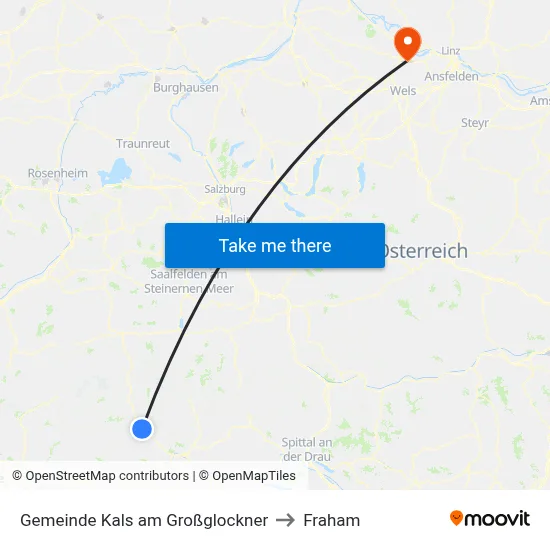 Gemeinde Kals am Großglockner to Fraham map