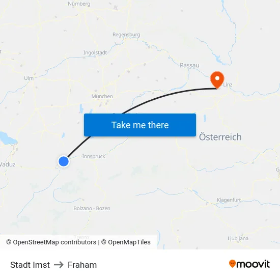 Stadt Imst to Fraham map