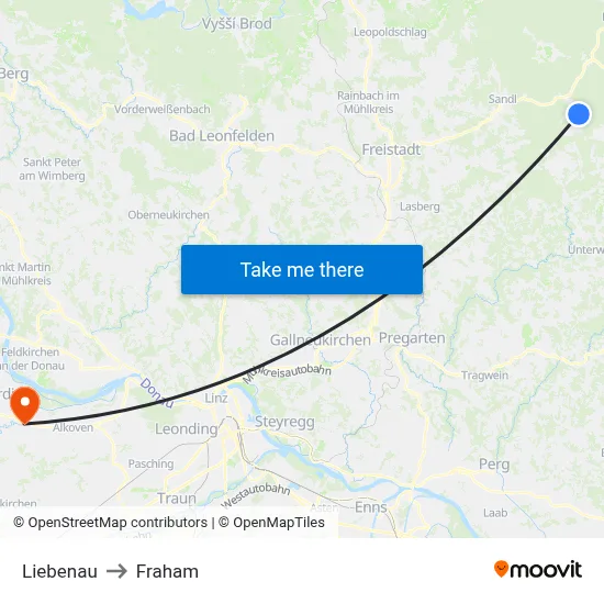 Liebenau to Fraham map