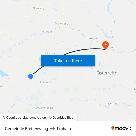 Gemeinde Breitenwang to Fraham map