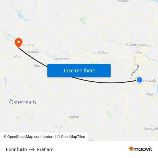 Ebenfurth to Fraham map