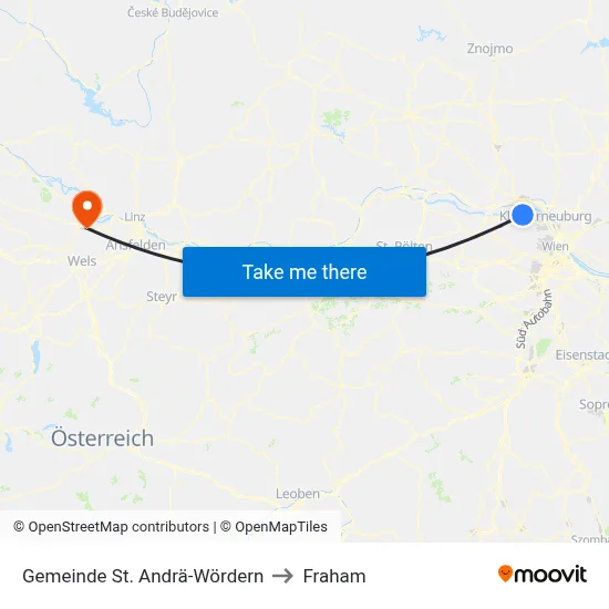 Gemeinde St. Andrä-Wördern to Fraham map