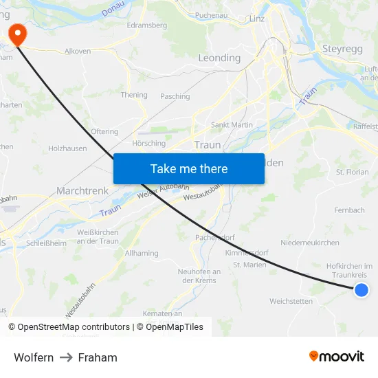 Wolfern to Fraham map