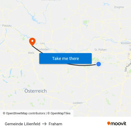 Gemeinde Lilienfeld to Fraham map