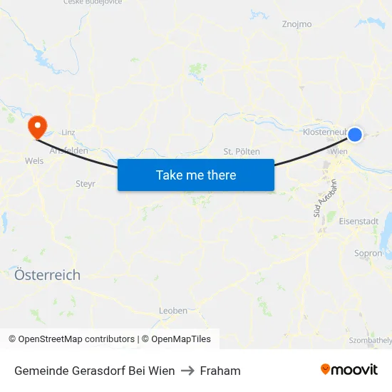 Gemeinde Gerasdorf Bei Wien to Fraham map