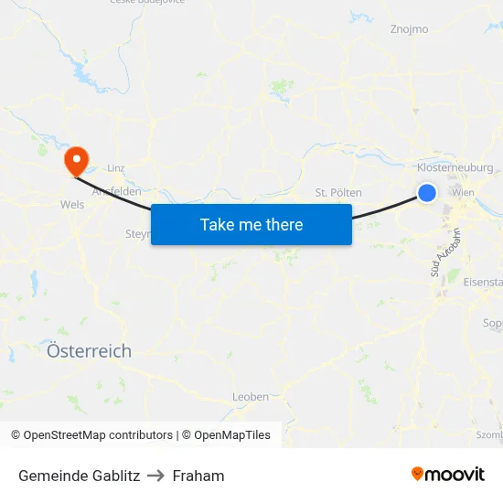 Gemeinde Gablitz to Fraham map