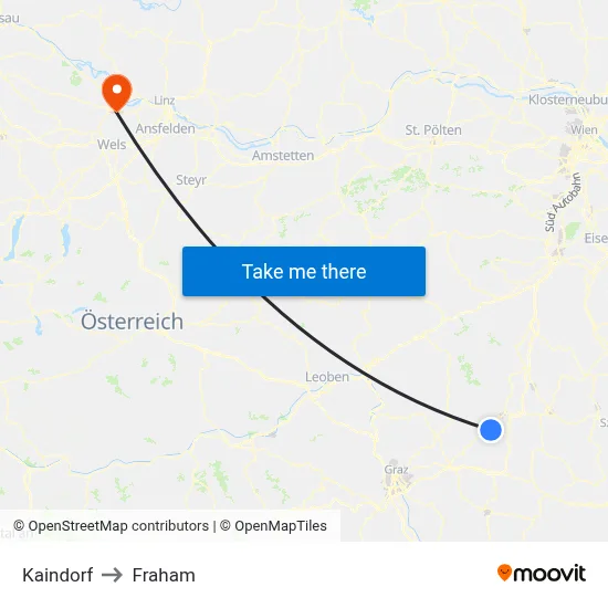 Kaindorf to Fraham map