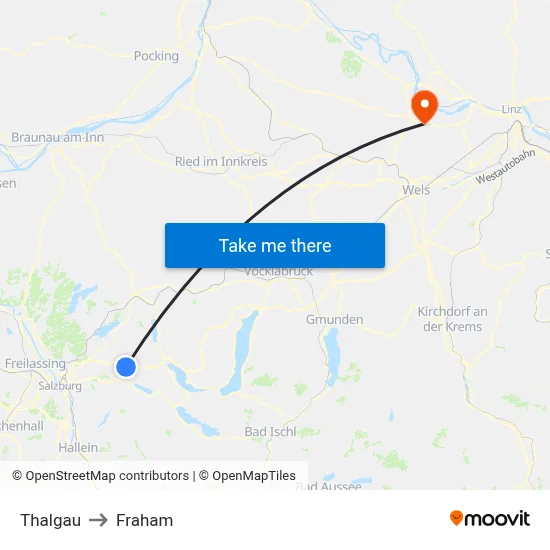 Thalgau to Fraham map