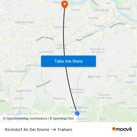 Kirchdorf An Der Krems to Fraham map