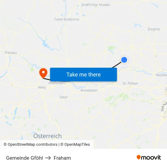 Gemeinde Gföhl to Fraham map