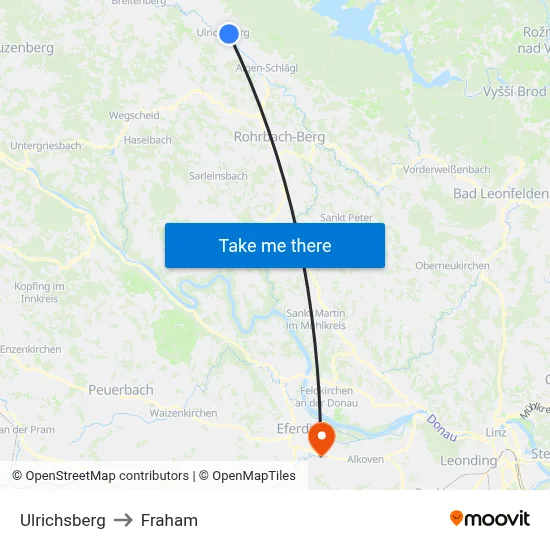 Ulrichsberg to Fraham map