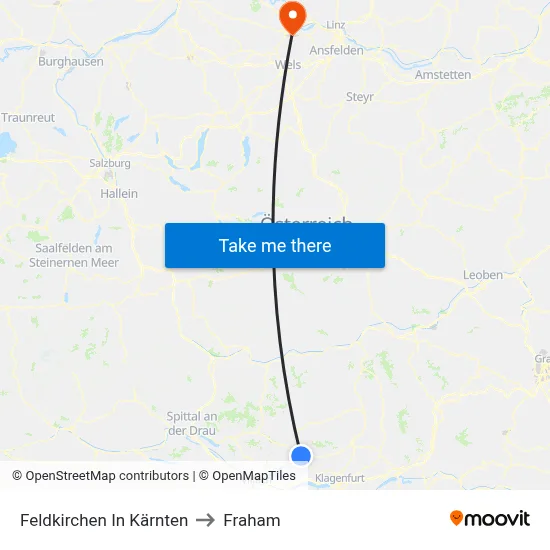 Feldkirchen In Kärnten to Fraham map