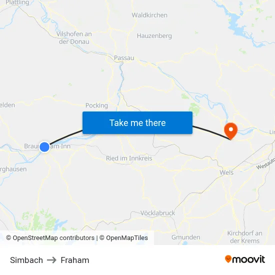 Simbach to Fraham map