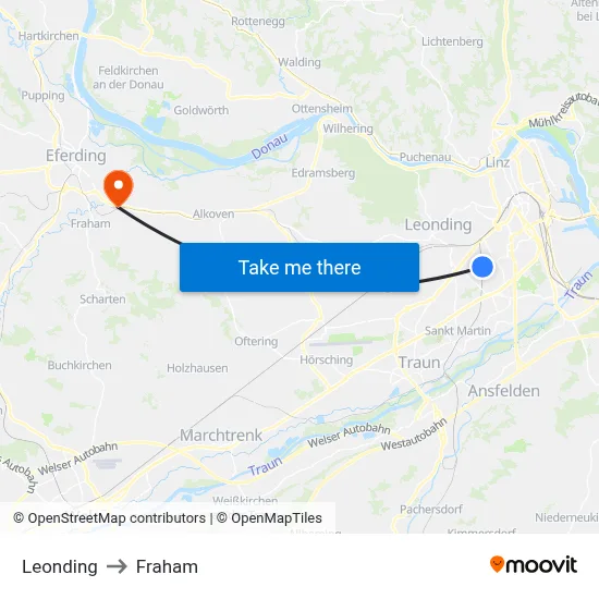Leonding to Fraham map