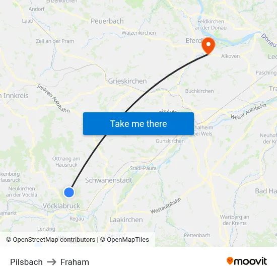 Pilsbach to Fraham map