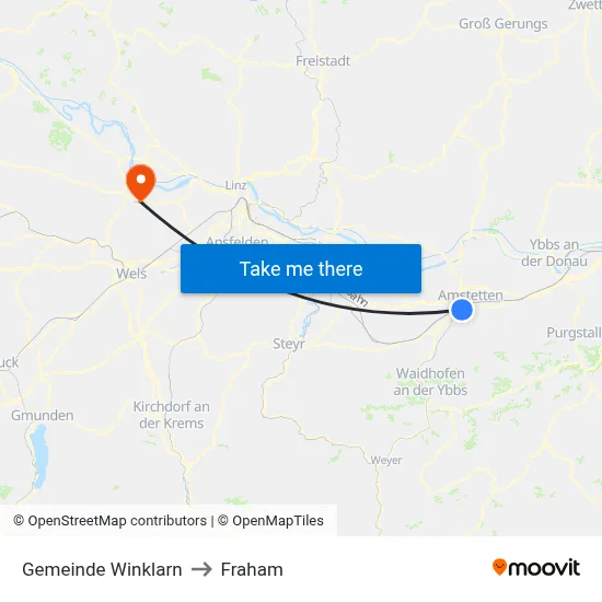 Gemeinde Winklarn to Fraham map