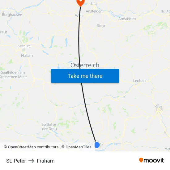 St. Peter to Fraham map