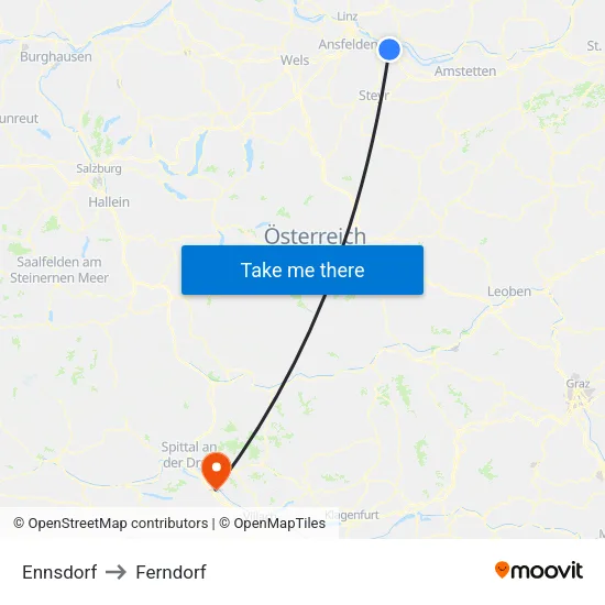 Ennsdorf to Ferndorf map