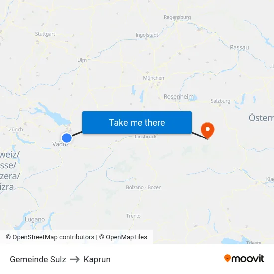 Gemeinde Sulz to Kaprun map