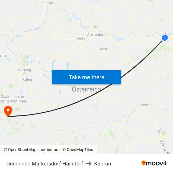 Gemeinde Markersdorf-Haindorf to Kaprun map