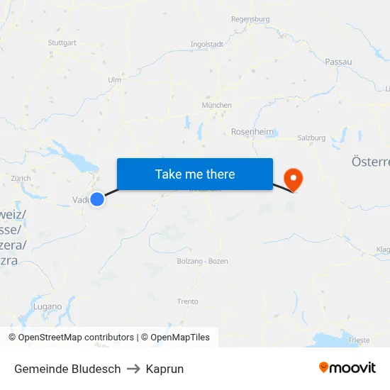 Gemeinde Bludesch to Kaprun map
