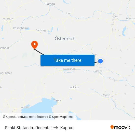 Sankt Stefan Im Rosental to Kaprun map