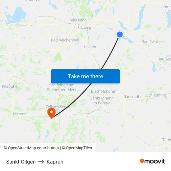 Sankt Gilgen to Kaprun map
