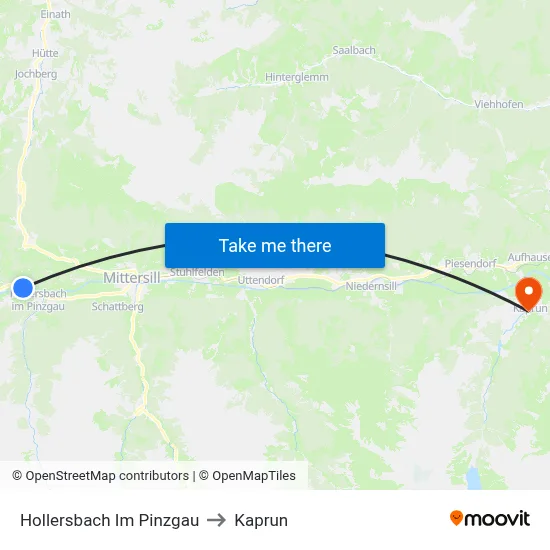 Hollersbach Im Pinzgau to Kaprun map