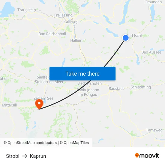 Strobl to Kaprun map