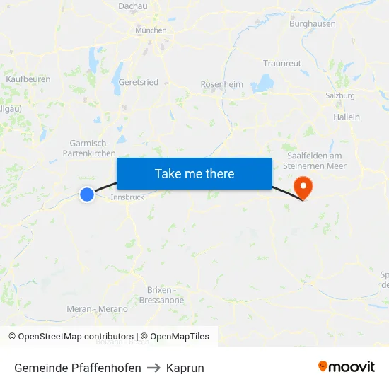 Gemeinde Pfaffenhofen to Kaprun map