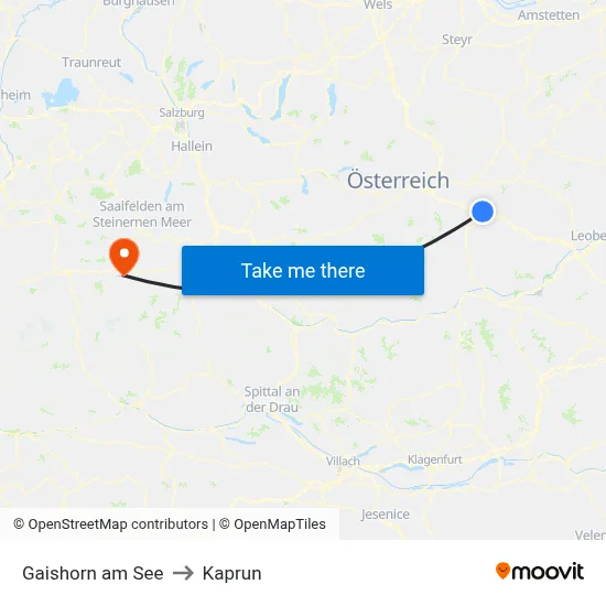 Gaishorn am See to Kaprun map