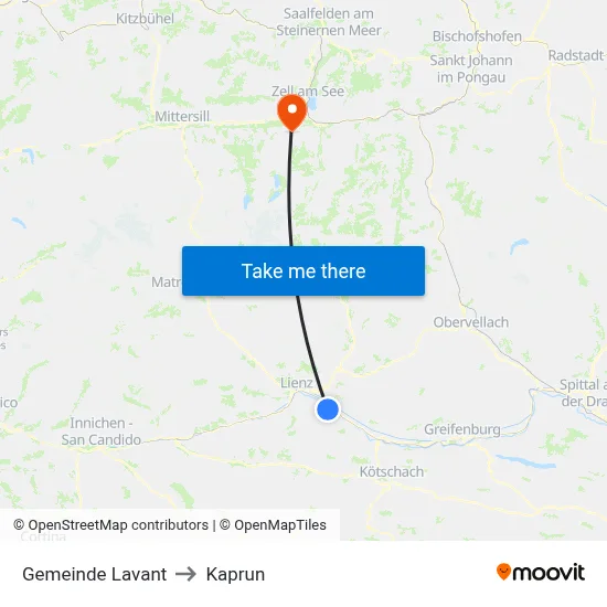 Gemeinde Lavant to Kaprun map