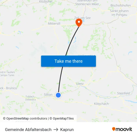 Gemeinde Abfaltersbach to Kaprun map