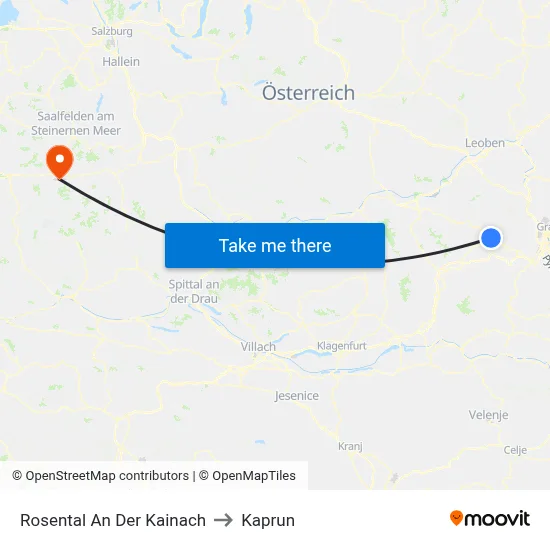 Rosental An Der Kainach to Kaprun map