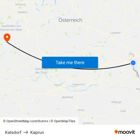 Kalsdorf to Kaprun map