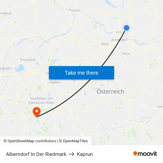 Alberndorf In Der Riedmark to Kaprun map
