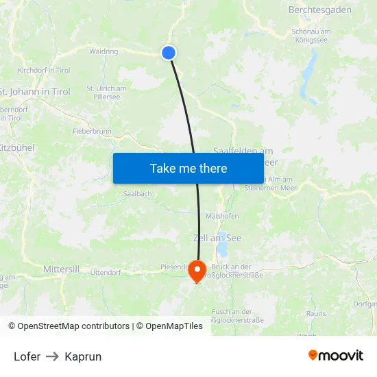 Lofer to Kaprun map