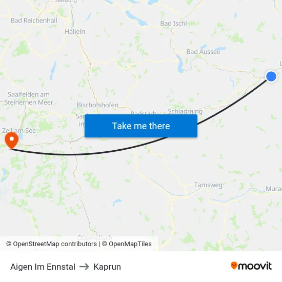 Aigen Im Ennstal to Kaprun map