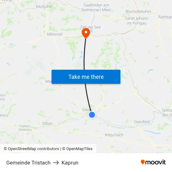 Gemeinde Tristach to Kaprun map