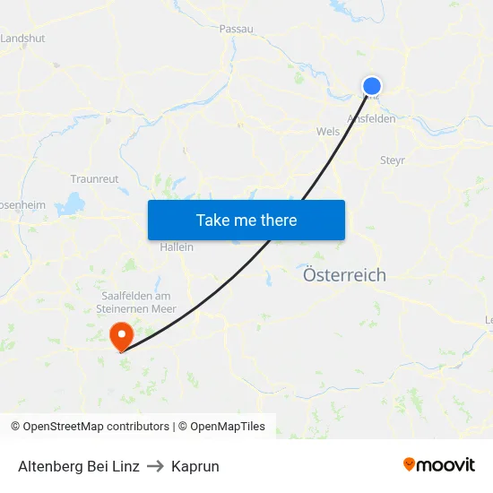 Altenberg Bei Linz to Kaprun map