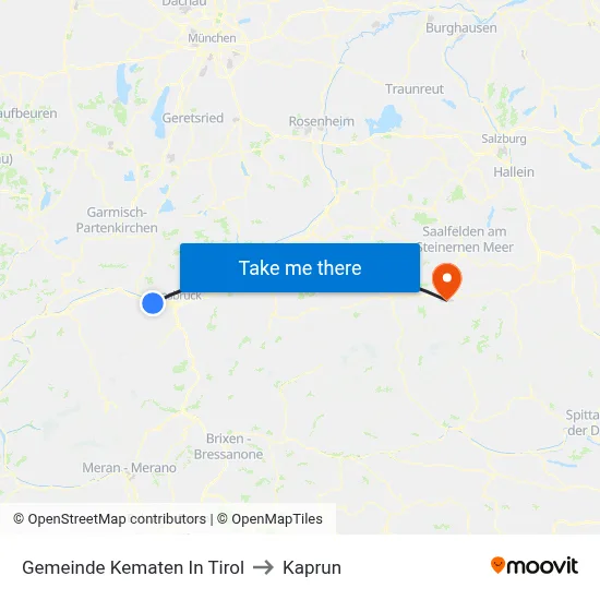 Gemeinde Kematen In Tirol to Kaprun map