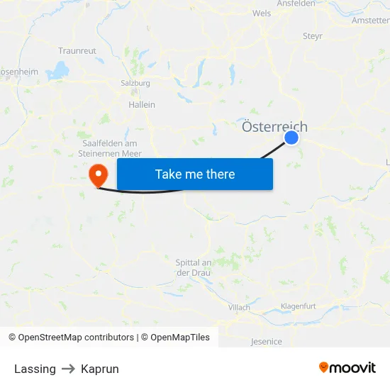 Lassing to Kaprun map