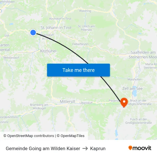 Gemeinde Going am Wilden Kaiser to Kaprun map