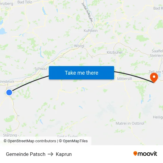 Gemeinde Patsch to Kaprun map