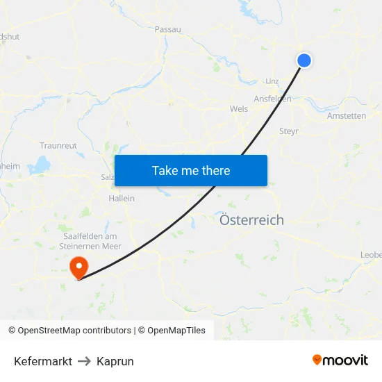 Kefermarkt to Kaprun map