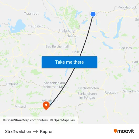 Straßwalchen to Kaprun map