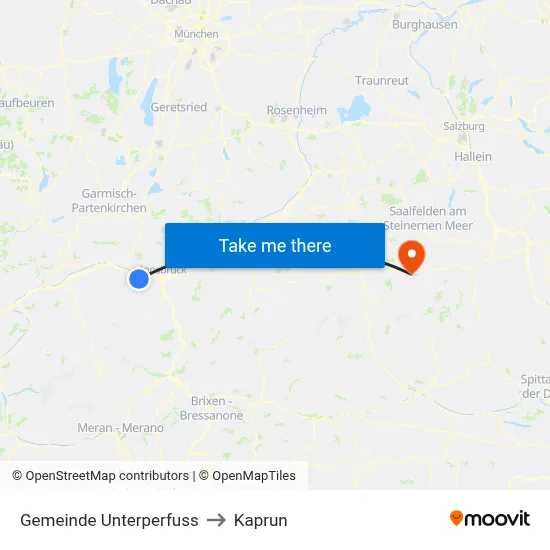 Gemeinde Unterperfuss to Kaprun map