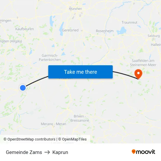 Gemeinde Zams to Kaprun map