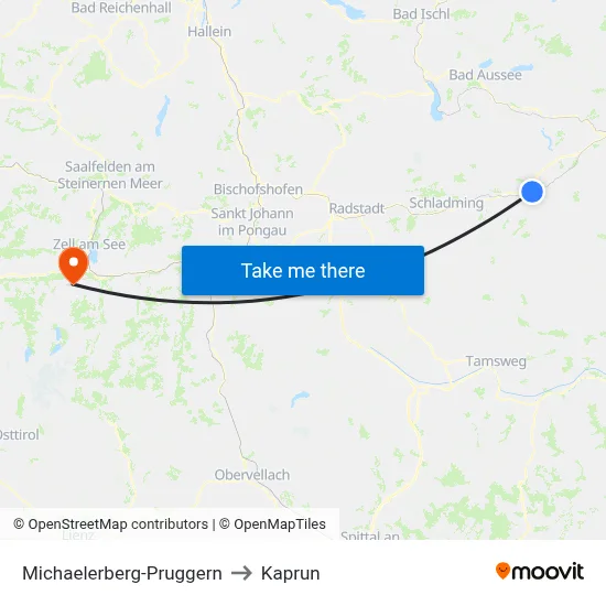 Michaelerberg-Pruggern to Kaprun map