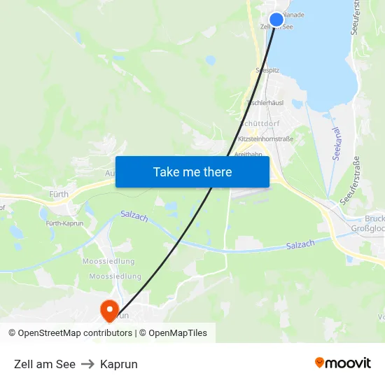 Zell am See to Kaprun map